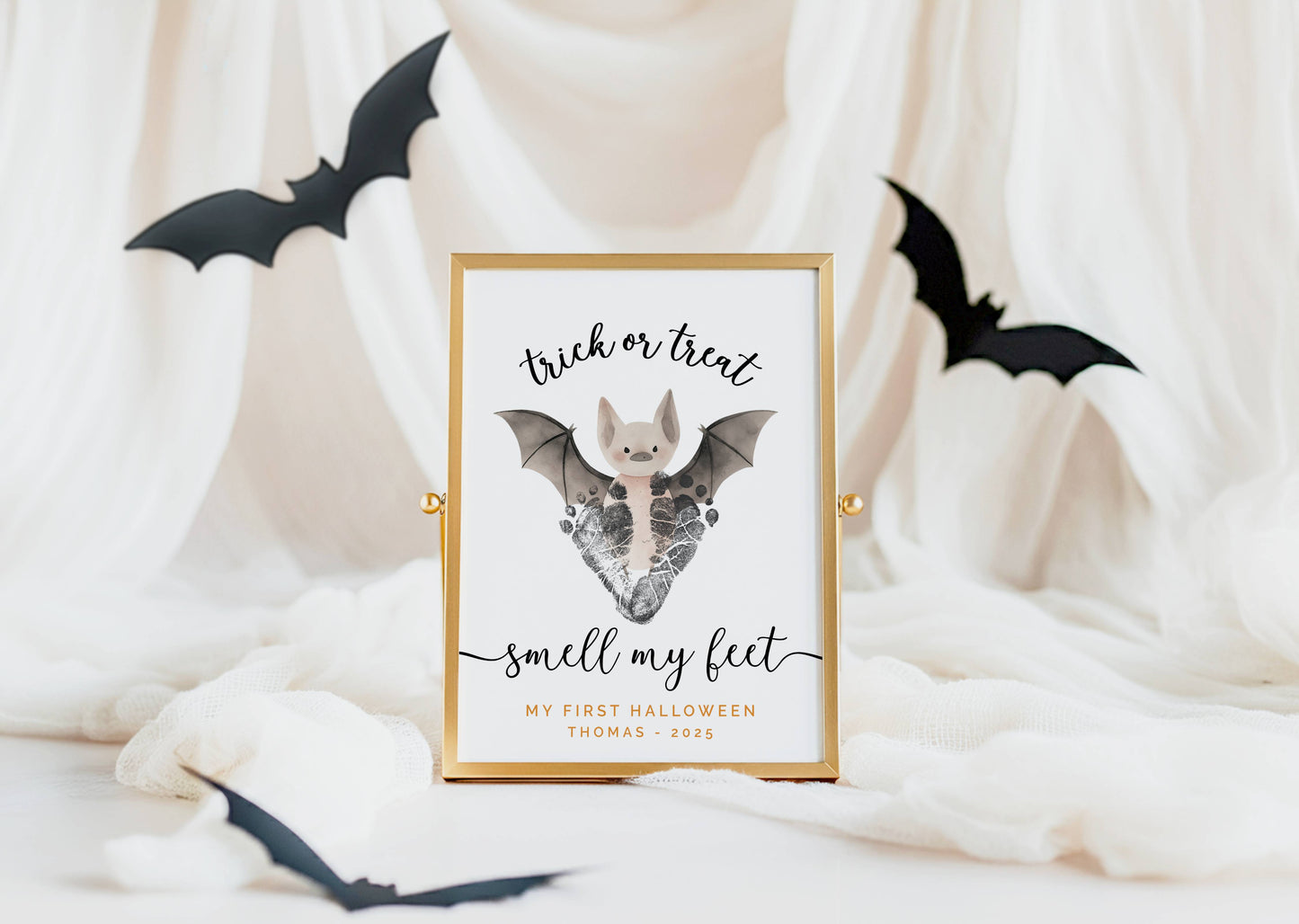 First Halloween Baby Footprint Art Print