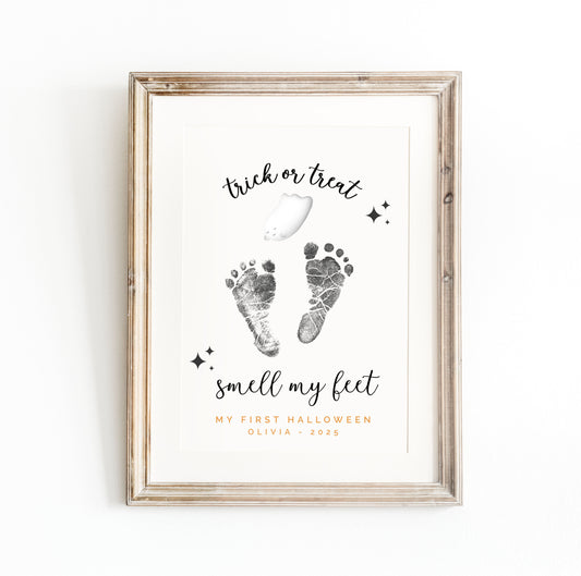 First Halloween Baby Footprint Art Print