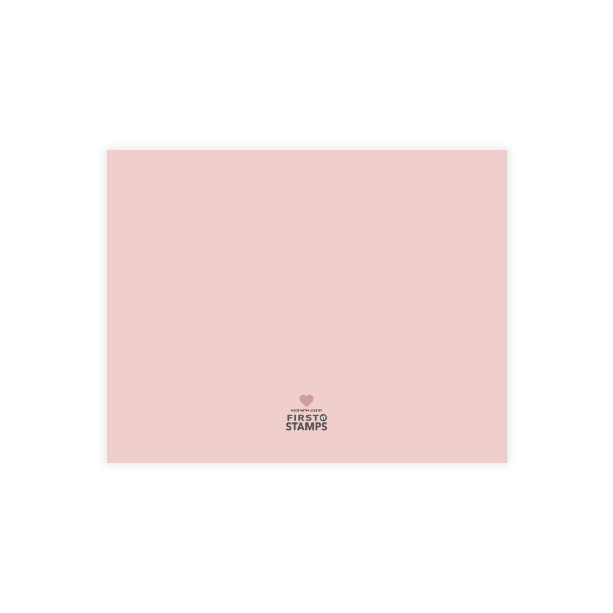 Pink card with a First Stamps logo.