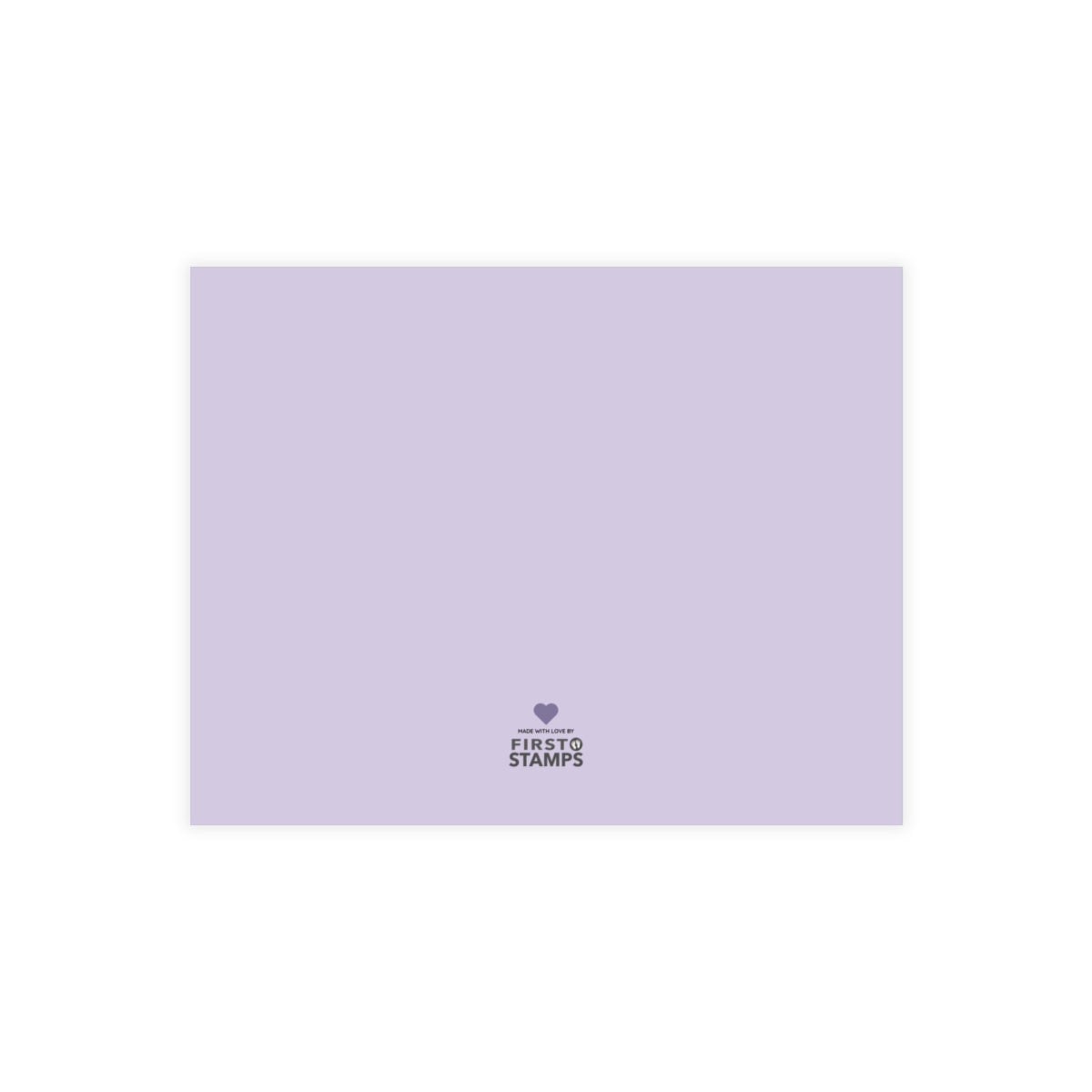 Purple card with a First Stamps logo.