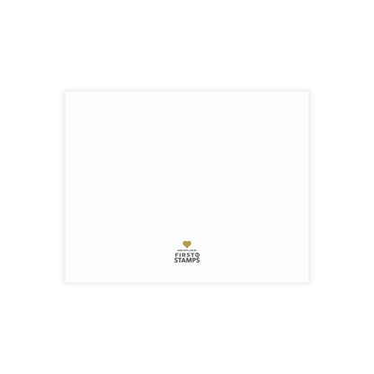 White card with a First Stamps logo.