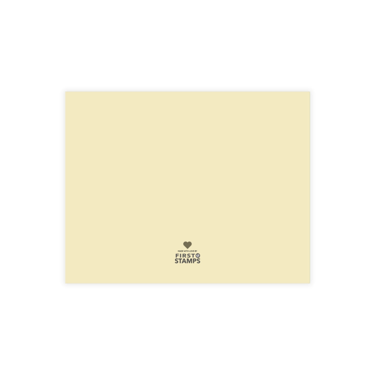 Yellow card with a First Stamps logo.