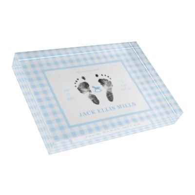 Blue acrylic block with  baby footprints and text_3.